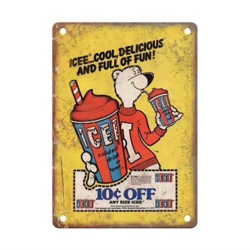 Y1,Vintage ICEE Tin Sign Man C - đánh giá và giá Vintage Collectible Bears